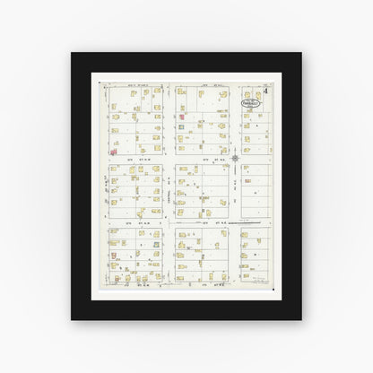 Old map wall art mockup — black gallery frame with white mat — Sanborn Fire Insurance Map from Faribault, Rice County, Minnesota (1921), Sheet #0004