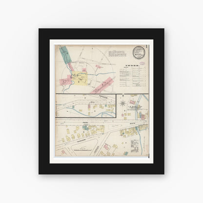 Old map wall art mockup — black gallery frame with white mat — Sanborn Fire Insurance Map from Waterville, Oneida County, New York (1887), Sheet #0001