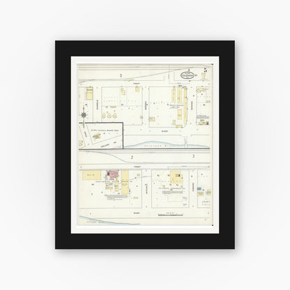 Old map wall art mockup — black gallery frame with white mat — Sanborn Fire Insurance Map from Colorado, Mitchell County, Texas (1914), Sheet #0005