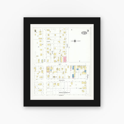 Old map wall art mockup — black gallery frame with white mat — Sanborn Fire Insurance Map from Seymour, Outagamie County, Wisconsin (1923), Sheet #0003