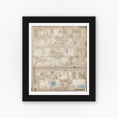 Old map wall art mockup — black gallery frame with white mat — Sanborn Fire Insurance Map from Calexico, Imperial County, California (1956), Sheet #0005