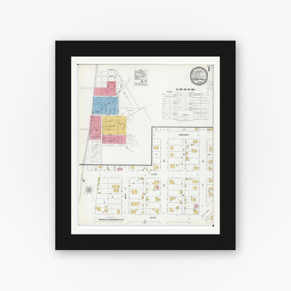 Old map wall art mockup — black gallery frame with white mat — Sanborn Fire Insurance Map from Chandlerville, Cass County, Illinois (1900) - Complete Map Set