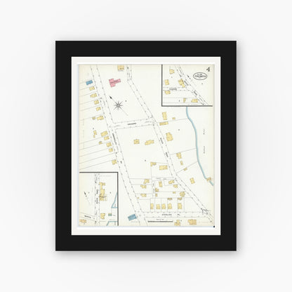Old map wall art mockup — black gallery frame with white mat — Sanborn Fire Insurance Map from Edgewater, Bergen County, New Jersey (1908), Sheet #0004