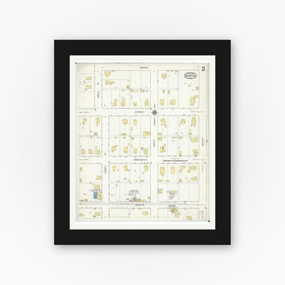 Old map wall art mockup — black gallery frame with white mat — Sanborn Fire Insurance Map from Newton, Jasper County, Illinois (1916), Sheet #0002