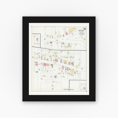 Old map wall art mockup — black gallery frame with white mat — Sanborn Fire Insurance Map from Alton, Madison County, Illinois (1902), Sheet #0019
