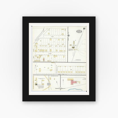 Old map wall art mockup — black gallery frame with white mat — Sanborn Fire Insurance Map from Iron River, Iron County, Michigan (1917), Sheet #0010