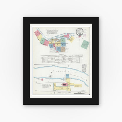 Old map wall art mockup — black gallery frame with white mat — Sanborn Fire Insurance Map from Cloquet, Carlton County, Minnesota (1901) - Complete Map Set
