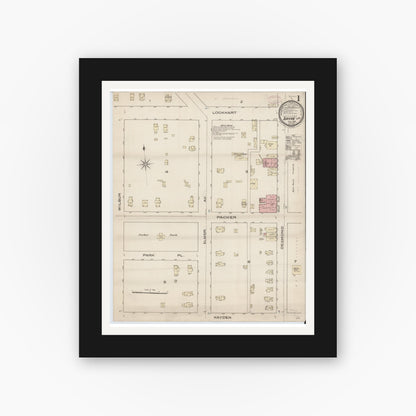 Old map wall art mockup — black gallery frame with white mat — Sanborn Fire Insurance Map from Sayre, Bradford County, Pennsylvania (1885) - Complete Map Set