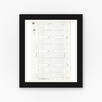 Old map wall art mockup — black gallery frame with white mat — Sanborn Fire Insurance Map from Chicago, Cook County, Illinois (1920), Sheet #0089