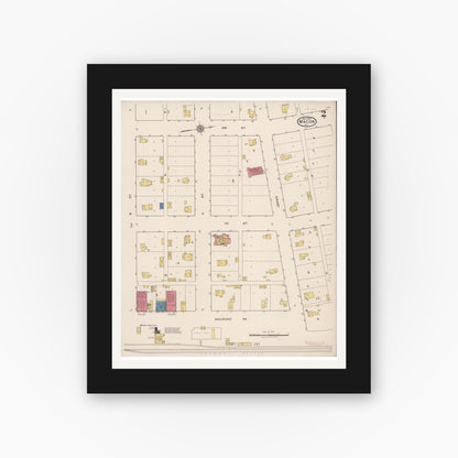 Old map wall art mockup — black gallery frame with white mat — Sanborn Fire Insurance Map from Macon, Macon County, Illinois (1922), Sheet #0002