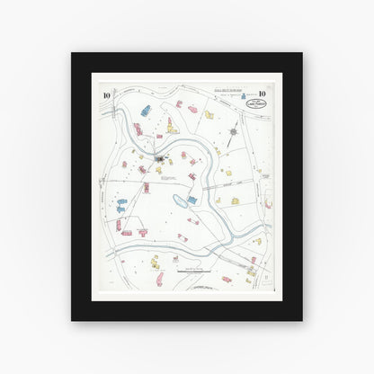 Old map wall art mockup — black gallery frame with white mat — Sanborn Fire Insurance Map from Lake Forest, Lake County, Illinois (1926), Sheet #0010