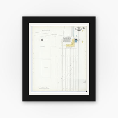 Old map wall art mockup — black gallery frame with white mat — Sanborn Fire Insurance Map from Iron Mountain, Dickinson County, Michigan (1911), Sheet #0013