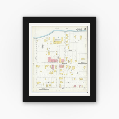 Old map wall art mockup — black gallery frame with white mat — Sanborn Fire Insurance Map from Titusville, Brevard County, Florida (1903), Sheet #0003