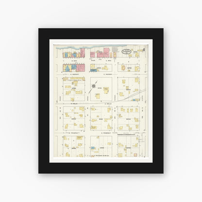 Old map wall art mockup — black gallery frame with white mat — Sanborn Fire Insurance Map from Durand, Pepin County, Wisconsin (1916), Sheet #0004