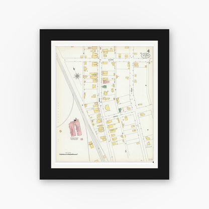 Old map wall art mockup — black gallery frame with white mat — Sanborn Fire Insurance Map from Avoca, Luzerne County, Pennsylvania (1903), Sheet #0004