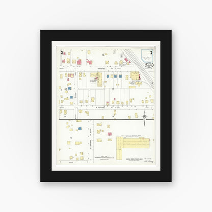 Old map wall art mockup — black gallery frame with white mat — Sanborn Fire Insurance Map from Salem, Columbiana County, Ohio (1926), Sheet #0003