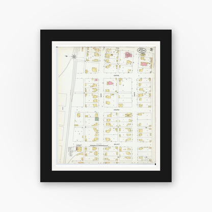 Old map wall art mockup — black gallery frame with white mat — Sanborn Fire Insurance Map from McComb, Hancock County, Ohio (1901), Sheet #0003