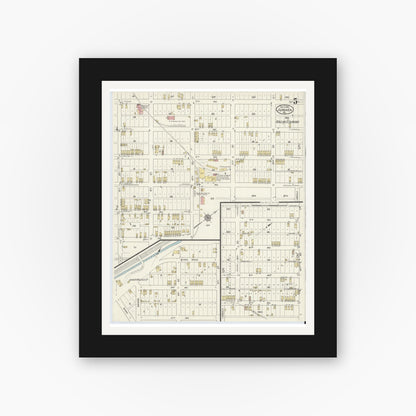 Old map wall art mockup — black gallery frame with white mat — Sanborn Fire Insurance Map from Juniata, Blair County, Pennsylvania (1915), Sheet #0005