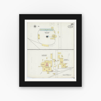 Old map wall art mockup — black gallery frame with white mat — Sanborn Fire Insurance Map from Ithaca, Tompkins County, New York (1893), Sheet #0025
