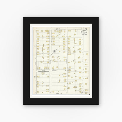 Old map wall art mockup — black gallery frame with white mat — Sanborn Fire Insurance Map from Franklin, Venango County, Pennsylvania (1912), Sheet #0028