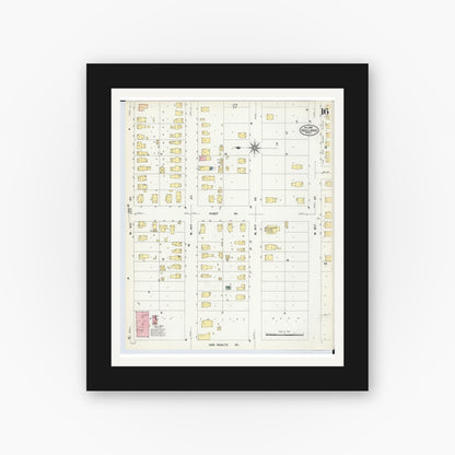 Old map wall art mockup — black gallery frame with white mat — Sanborn Fire Insurance Map from Holland, Ottawa County, Michigan (1908), Sheet #0016