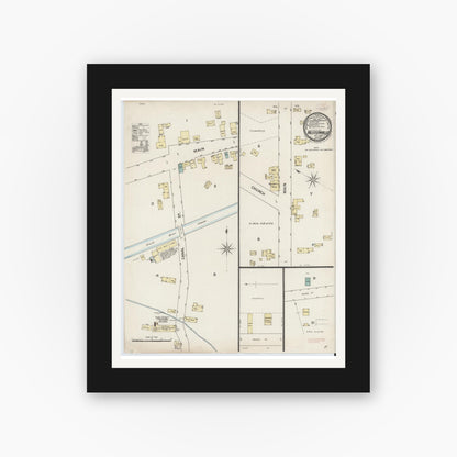 Old map wall art mockup — black gallery frame with white mat — Sanborn Fire Insurance Map from Westernville, Oneida County, New York (1887), Sheet #0001