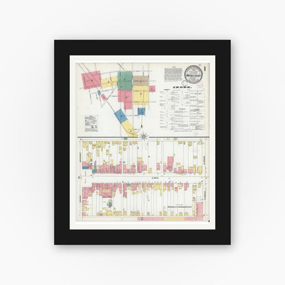 Old map wall art mockup — black gallery frame with white mat — Sanborn Fire Insurance Map from Waynesboro, Franklin County, Pennsylvania (1902) - Complete Map Set