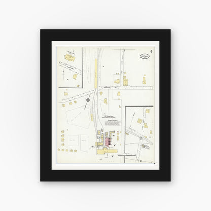 Old map wall art mockup — black gallery frame with white mat — Sanborn Fire Insurance Map from Brevard, Transylvania County, North Carolina (1911), Sheet #0004
