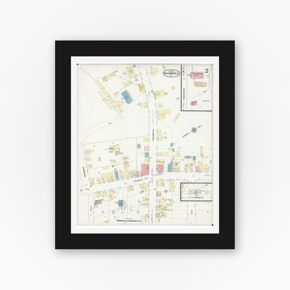 Old map wall art mockup — black gallery frame with white mat — Sanborn Fire Insurance Map from Schleisingerville, Washington County, Wisconsin (1913), Sheet #0002