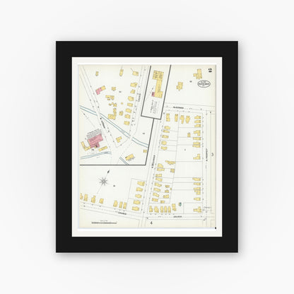 Old map wall art mockup — black gallery frame with white mat — Sanborn Fire Insurance Map from Herkimer, Herkimer County, New York (1900) - Complete Map Set