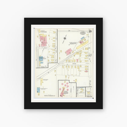 Old map wall art mockup — black gallery frame with white mat — Sanborn Fire Insurance Map from Newark, Licking County, Ohio (1912), Sheet #0025