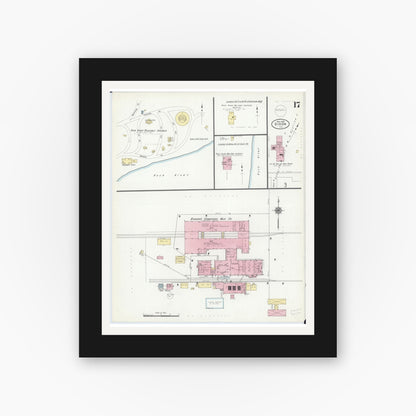 Old map wall art mockup — black gallery frame with white mat — Sanborn Fire Insurance Map from Dixon, Lee County, Illinois (1910), Sheet #0017