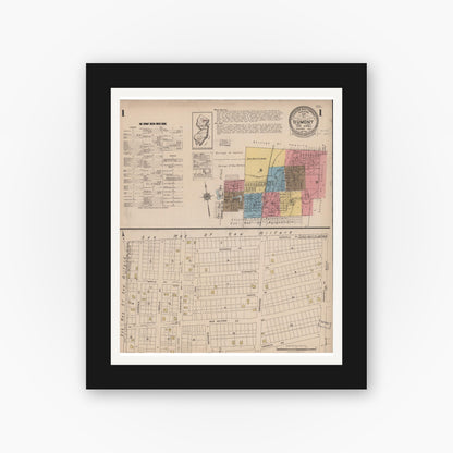 Old map wall art mockup — black gallery frame with white mat — Sanborn Fire Insurance Map from Dumont, Bergen County, New Jersey (1922) - Complete Map Set