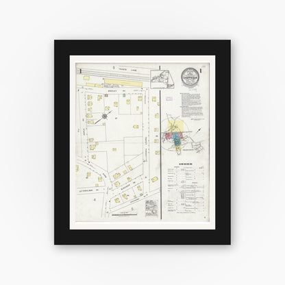 Old map wall art mockup — black gallery frame with white mat — Sanborn Fire Insurance Map from Chappaqua, Westchester County, New York (1925), Sheet #0001