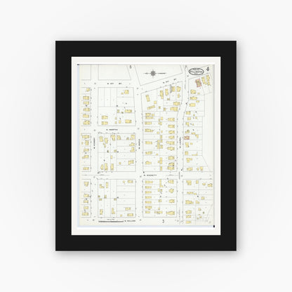 Old map wall art mockup — black gallery frame with white mat — Sanborn Fire Insurance Map from Stillwater, Washington County, Minnesota (1910), Sheet #0004