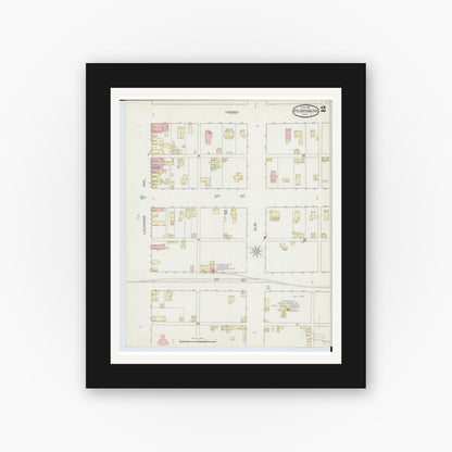 Old map wall art mockup — black gallery frame with white mat — Sanborn Fire Insurance Map from Perrysburg, Wood County, Ohio (1893), Sheet #0002