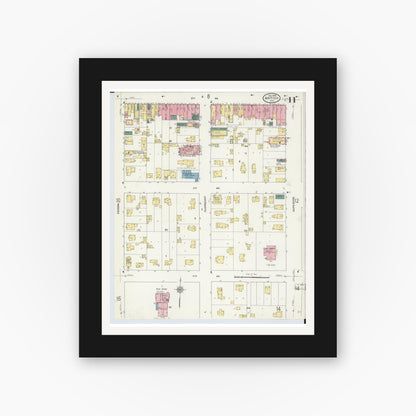 Old map wall art mockup — black gallery frame with white mat — Sanborn Fire Insurance Map from Antigo, Langlade County, Wisconsin (1909), Sheet #0011