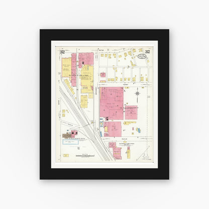 Old map wall art mockup — black gallery frame with white mat — Sanborn Fire Insurance Map from Salem, Columbiana County, Ohio (1926), Sheet #0032