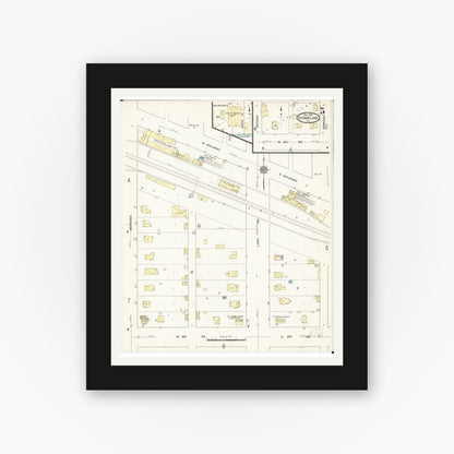 Old map wall art mockup — black gallery frame with white mat — Sanborn Fire Insurance Map from Storm Lake, Buena Vista County, Iowa (1914), Sheet #0005