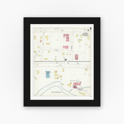 Old map wall art mockup — black gallery frame with white mat — Sanborn Fire Insurance Map from Dalton, Berkshire County, Massachusetts (1911), Sheet #0008