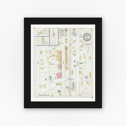 Old map wall art mockup — black gallery frame with white mat — Sanborn Fire Insurance Map from Coopersville, Ottawa County, Michigan (1900), Sheet #0001