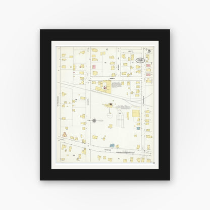 Old map wall art mockup — black gallery frame with white mat — Sanborn Fire Insurance Map from Corry, Erie County, Pennsylvania (1909), Sheet #0003