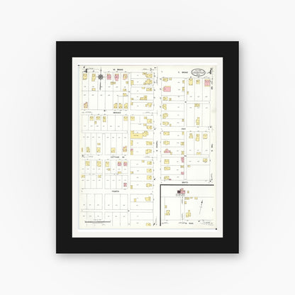 Old map wall art mockup — black gallery frame with white mat — Sanborn Fire Insurance Map from Louisville, Stark County, Ohio (1923), Sheet #0004