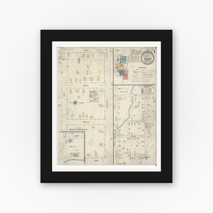 Old map wall art mockup — black gallery frame with white mat — Sanborn Fire Insurance Map from Albion, Erie County, Pennsylvania (1911) - Complete Map Set