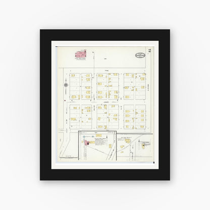 Old map wall art mockup — black gallery frame with white mat — Sanborn Fire Insurance Map from Iron River, Iron County, Michigan (1917), Sheet #0002
