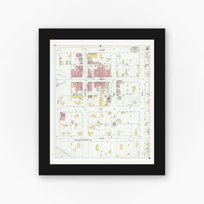 Old map wall art mockup — black gallery frame with white mat — Sanborn Fire Insurance Map from Leroy, McLean County, Illinois (1899), Sheet #0003