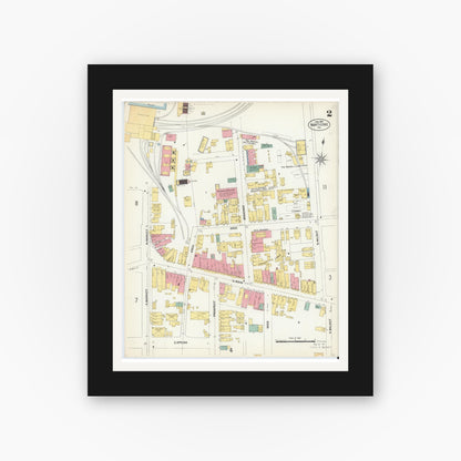 Old map wall art mockup — black gallery frame with white mat — Sanborn Fire Insurance Map from Nanticoke, Luzerne County, Pennsylvania (1903), Sheet #0002