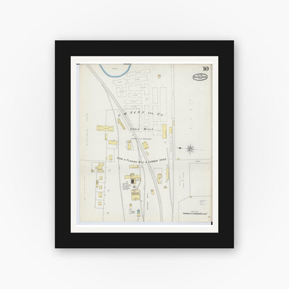 Old map wall art mockup — black gallery frame with white mat — Sanborn Fire Insurance Map from Negaunee, Marquette County, Michigan (1892), Sheet #0010