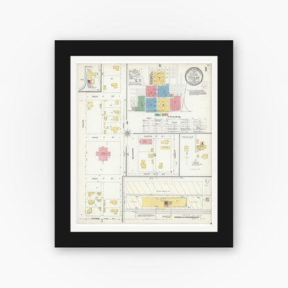 Old map wall art mockup — black gallery frame with white mat — Sanborn Fire Insurance Map from Taylor, Williamson County, Texas (1904) - Complete Map Set
