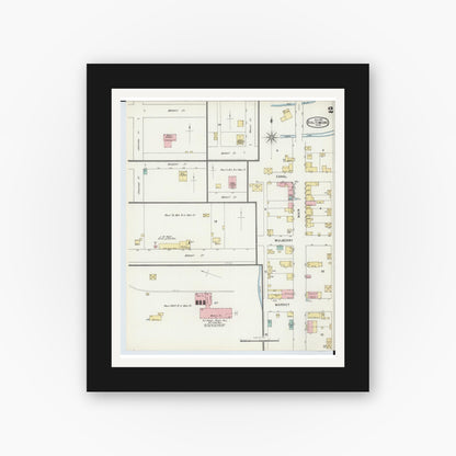 Old map wall art mockup — black gallery frame with white mat — Sanborn Fire Insurance Map from Baltimore, Fairfield County, Ohio (1895), Sheet #0002